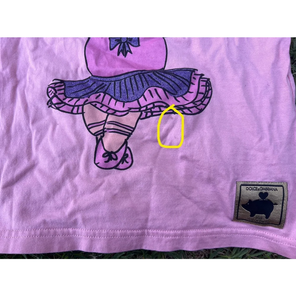 Dolce & Gabbana Pink YEAR OF THE PIG Tutu Ballet Top Cotton Girl’s 5Y T-shirt